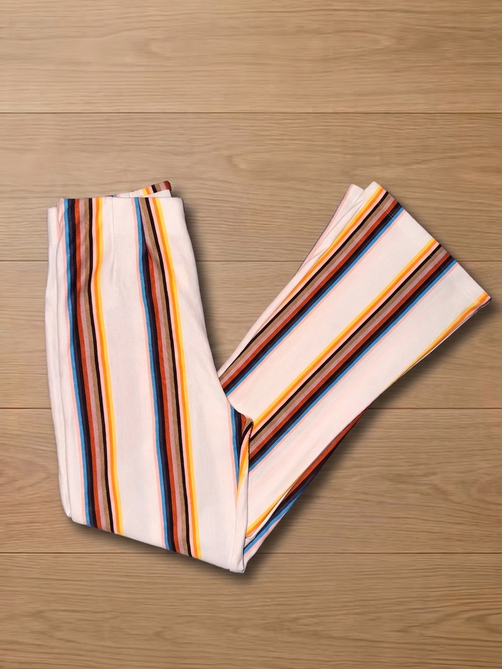 Free People Clean Crop Flare Striped Pants Retro Style Size 6 Like New